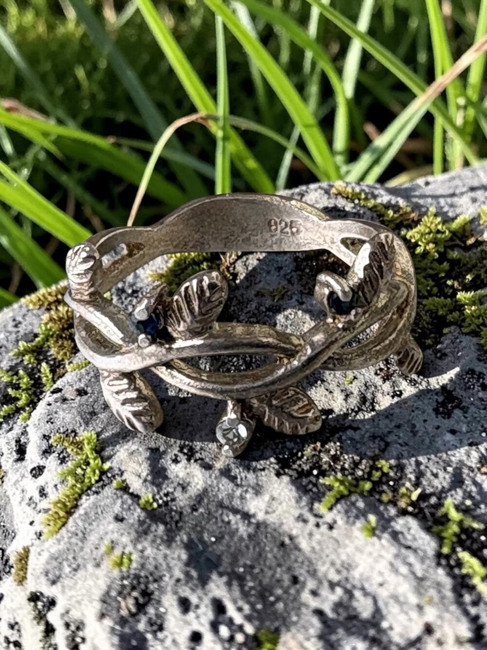 Vintage 925 Sterling Silver Leaf Openwork Ring Botanical Vine Motif